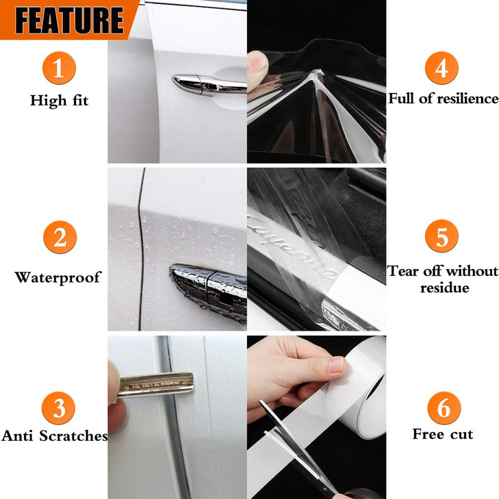 MYFAMIREA AntiScratch AntiCollision Adhesive Strip Car Door Edge Guard Protector Strip Car Door Scuff Plate Protectors T