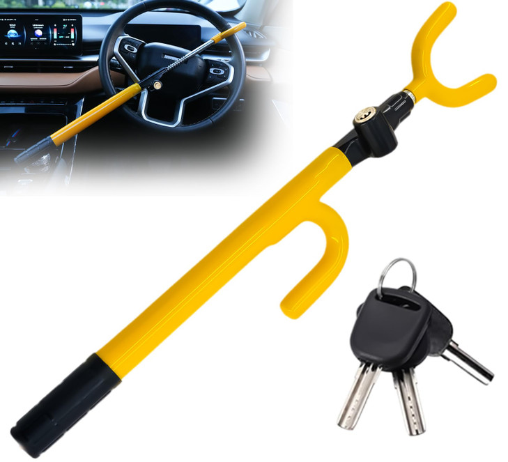 Ultra Secure Car Steering Wheel Lock No Scratch Dual Locking Hooks Anti Theft Car Device Wheel Locks for Cars with Adjus