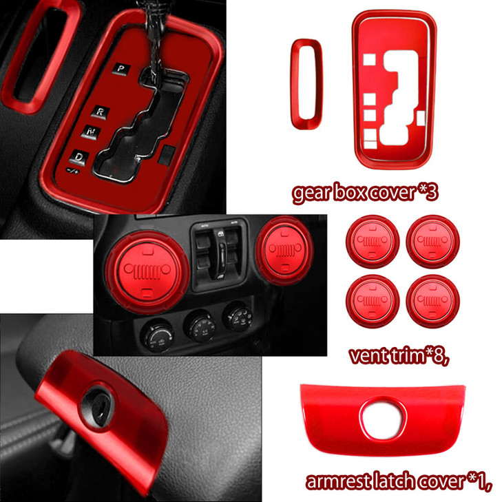 26PCS Full Set Interior Trim Kit Compatible With Jeep Wrangler JK JKU 20112018 24door Inner Center Console Trim Door Han