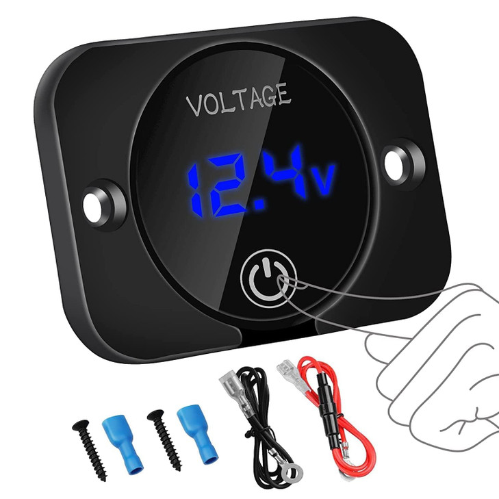 Linkstyle Battery Voltage Gauge DC Volt Meter 12 Volt 24 Volt LED Digital Display Voltage Meter Waterproof Voltmeter wit