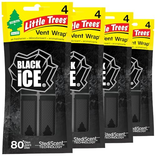LITTLE TREES Car Air Freshener Vent Wrap Provides Long Lasting Scent Invisibly Fresh 16 Air Fresheners Black Ice