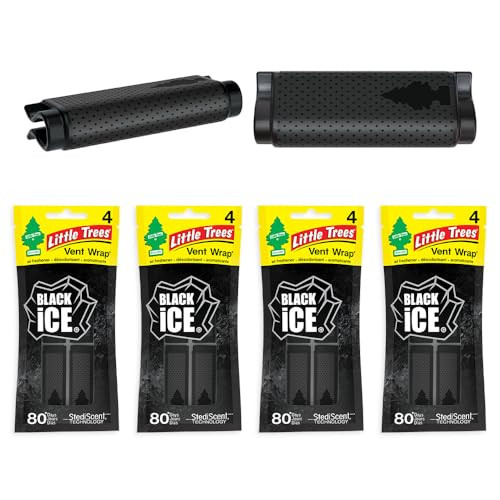 LITTLE TREES Car Air Freshener Vent Wrap Provides Long Lasting Scent Invisibly Fresh 16 Air Fresheners Black Ice