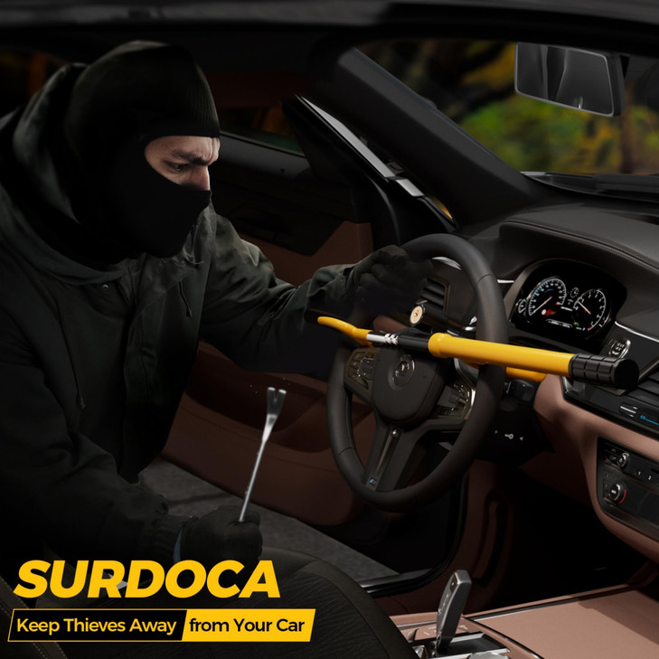 SURDOCA Upgraded Car Steering Wheel Lock AntiTheft Device Steering Wheel Locks for Car SUV Easy Installation Rubber Prot