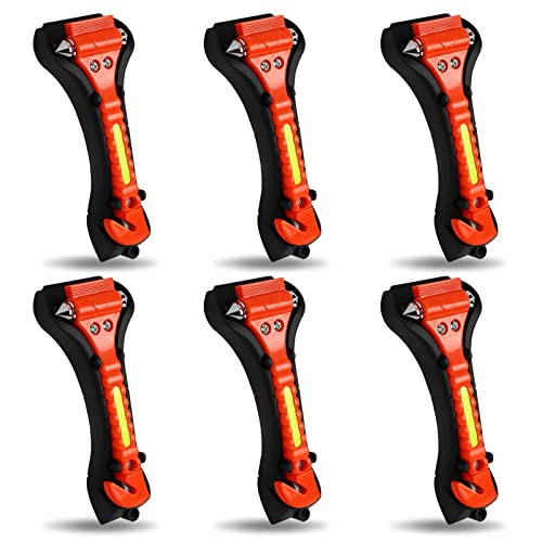 MorTime 6 Pack Car Safety Hammer Window Breaker Car Emergency Escape Tool Window Hammer Seat Belt Cutter