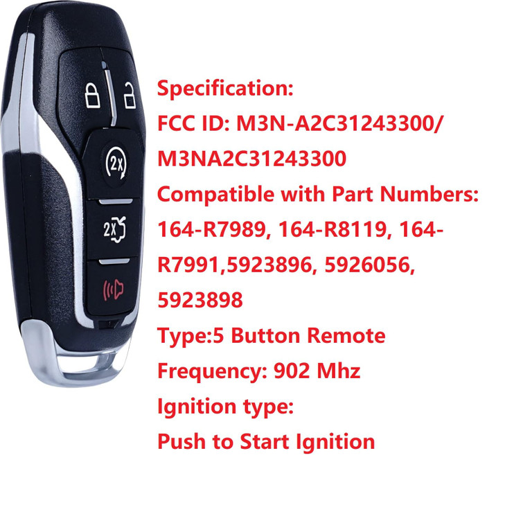 MechanMagic Key Fob Replacement Compatible for Ford Explorer 20162017 Edge Mustang Fusion Titanium Lincoln MKZ MKC 20142