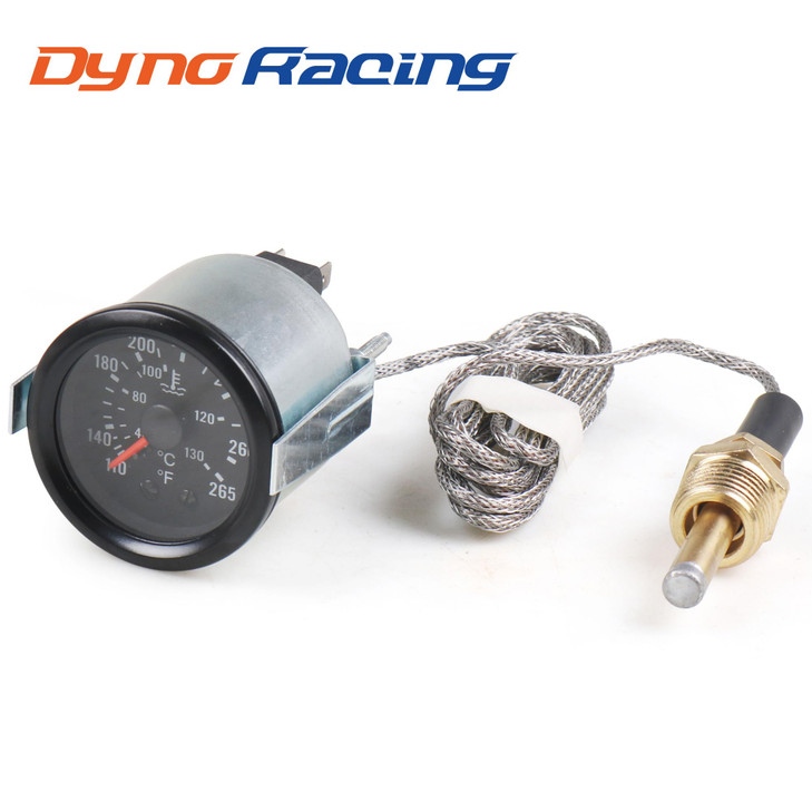 Dyno Racing 2 52mm 12V Pointer Mechanical Water Temperature Temp Gauge 40130110265Yellow Light Car Meter with Sensor NPT