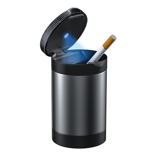 Tmengdao Ashtray with LidSmokeless Ashtray for Cup Holder Smell ProofDetachable Stainless Steel Car Ash Tray with LED Au