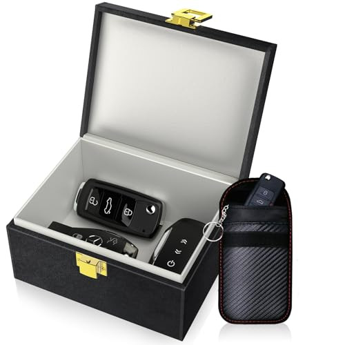 Samfolk Faraday Box with Faraday Bags for Car Keys Car Key Signal Blocking Box Keyless Entry Car Key Safe Protector Anti