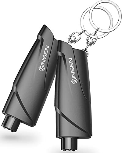 SINSEN Window Breaker Seatbelt Cutter Car Emergency Safety Keychain Seat Belt Escape Tool and Glass Hammer SpringLoaded