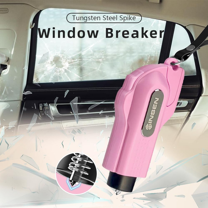 SINSEN Car Safety Hammer 2Pack Window Glass Breaker Seatbelt Cutter Emergency Keychain Automotive Escape Kit and Surviva