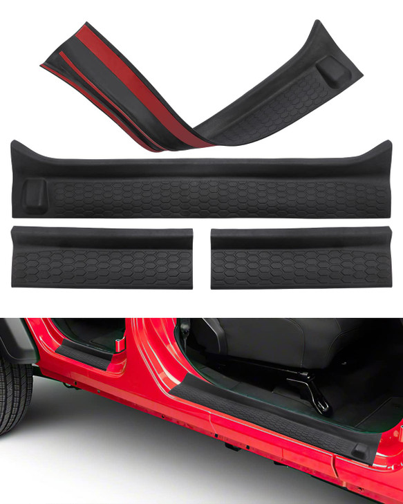 QMPARTS Door Sill Guards Kit for Gladiator JT Wrangler JL 4 Doors 20182026 Door Entry Guard Protector Accessories Black