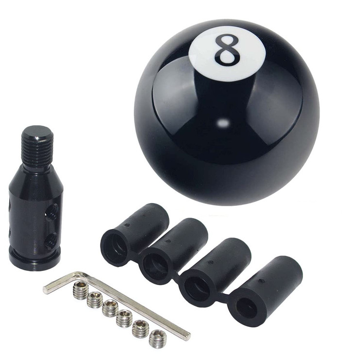 Pursuestar Black 8 Round Ball Gear Shift Knobs Universal Automatic Manual Shifter Knob Aluminum Adapter Stick Shift Knob