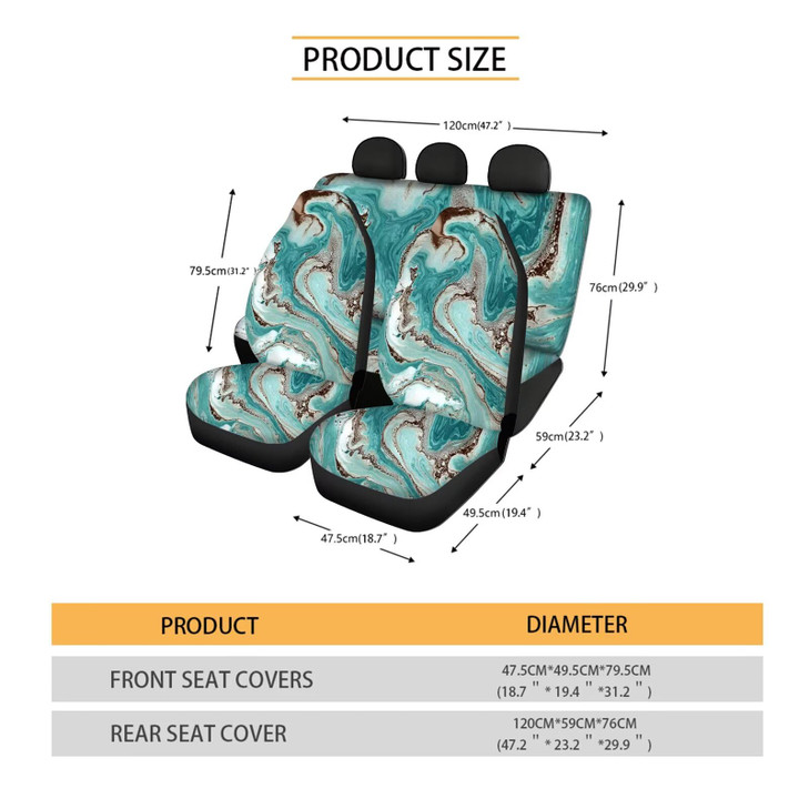 Forchrinse Bee Flower Car Front Back Seat Covers with Steering Wheel CoverSeat Belt Pads Gear Shift Knob Handbrake Cushi