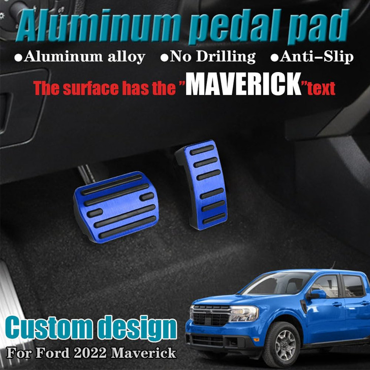 LEXLEY 2PCS AntiSlip Aluminum Brake Gas Pedal PadsAuto No Drilling Accelerator Pedal Covers Only for Ford 2022 2023 2024