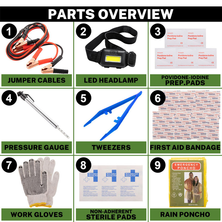 Car Emergency Kit with Battery Jumper CablesCar Accessories for Men or WomenEmergency Car KitRoadside Automotive Safety