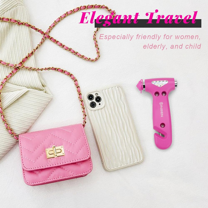 SINSEN Car Safety Hammer Automotive Window Breaker and Seatbelt Cutter for Women Roadside Emergency Kit 3 in 1 Escape To