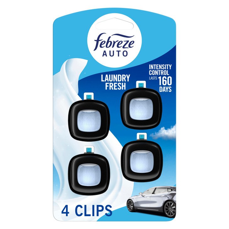 Febreze Car Air Freshener Vent Clip Laundry Fresh Scent 07 oz Car Vent Clip Pack of 4