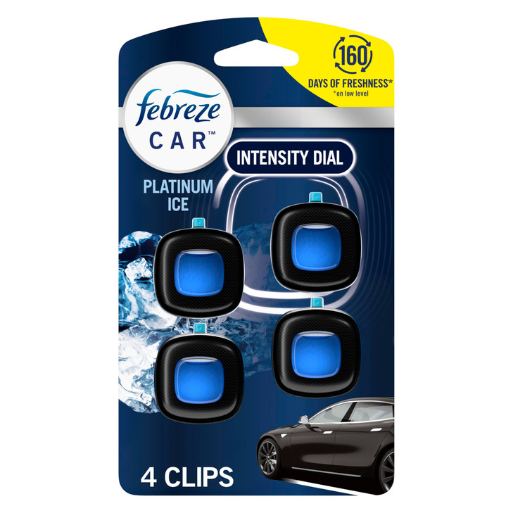 Febreze Car Air Freshener Vent Clip Platinum Ice Scent 07 oz Car Vent Clip Pack of 4