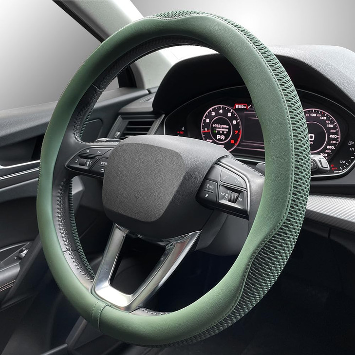 LKWLIKEI Car Steering Wheel Cover Universal 15 inch The Latest Microfiber Leather Breathable Technology Fabric NonSlip C