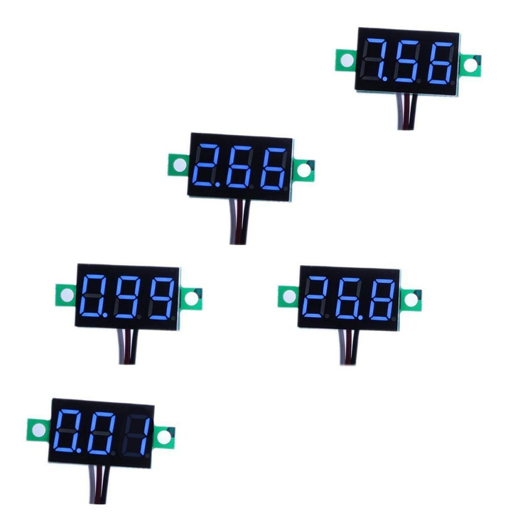 bayite Pack of 5 ThreeWire Calibratable DC 030V Blue Digital Mini Voltmeter Gauge Tester Mount Car Motorcycle Battery Mo