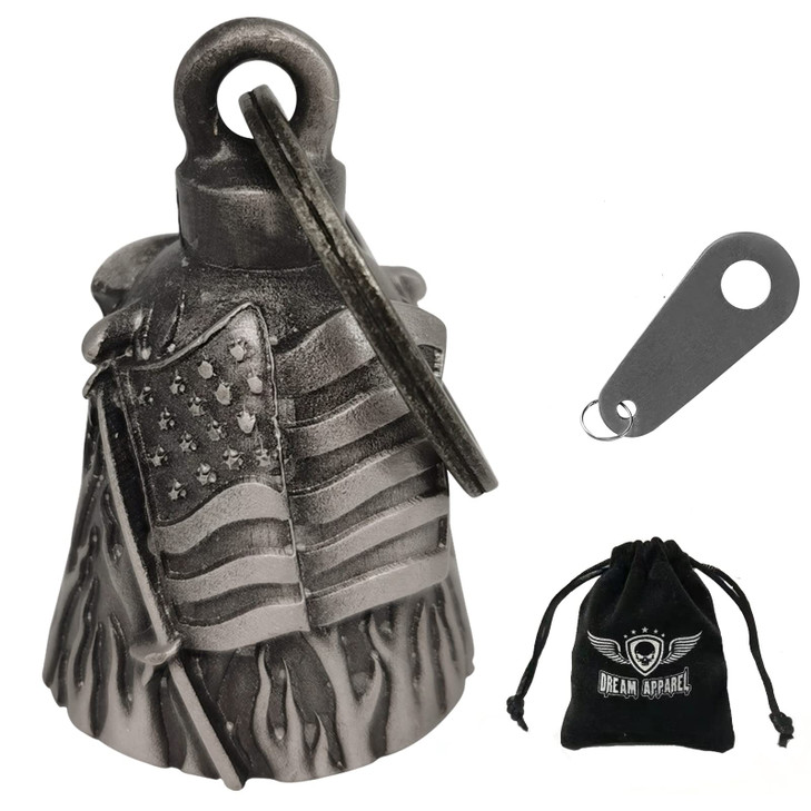 Dream Apparel Motorcycle us flag rider bell for bikersheavy spirit bells accessory and key chain for luck DBL4L US flag