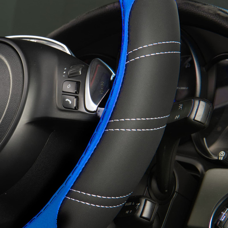 CAR PASS Line Rider Microfiber Leather Sporty Steering Wheel Cover Universal Fits for 95 TruckSUVCars14515inch AntiSlip