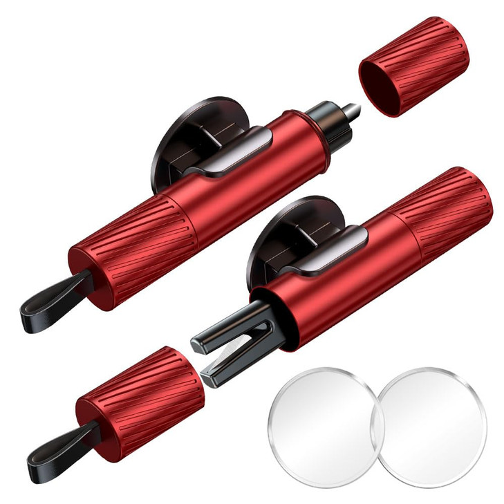 EJU 2Pcs Car Emergency Escape Tools Window Glass Breaker Seatbelt Cutter Rescue Life Hammer Punch Safety Keychain Firefi