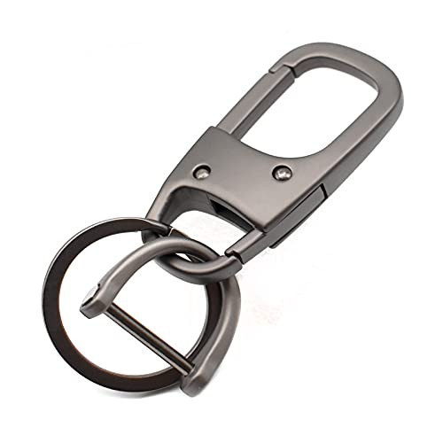 MECHCOS Metal Keychain Car Fob Key Chain Holder Clip with Detachable Valet Key Ring AntiLost DRing for Men and Women Gun