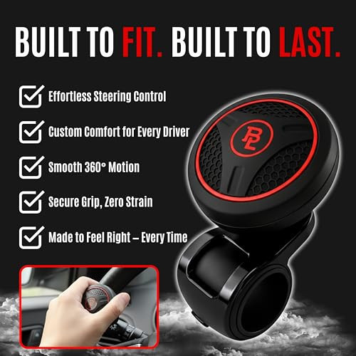 Fouring BL Steering Wheel Knob Spinner Universal NonSlip Fit ABS Premium Silicone Finish Suicide Knob with Metal Ball Be