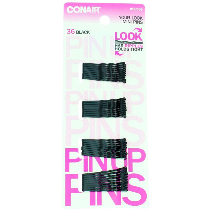 Conair Styling Essentials Mini Pins, Black 36 ea (Pack of 2)