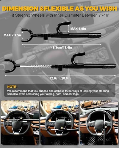 Tevlaphee Steering Wheel Lock AntiTheft Device Security Car Lock Anti Theft Car Device Visible Antitheft Locking Devices
