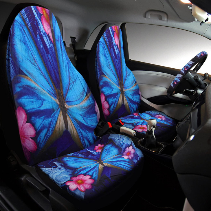 Frienda 24 Pcs Butterfly Car Accessories Butterfly Car Seat Covers Full Set Car Floor Mats Steering Wheel Cover Seat Bel