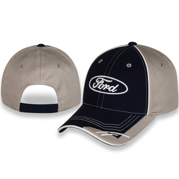 CFS Ford Racing Hat for Men Blue Gray Ford Baseball Cap White Oval Logo