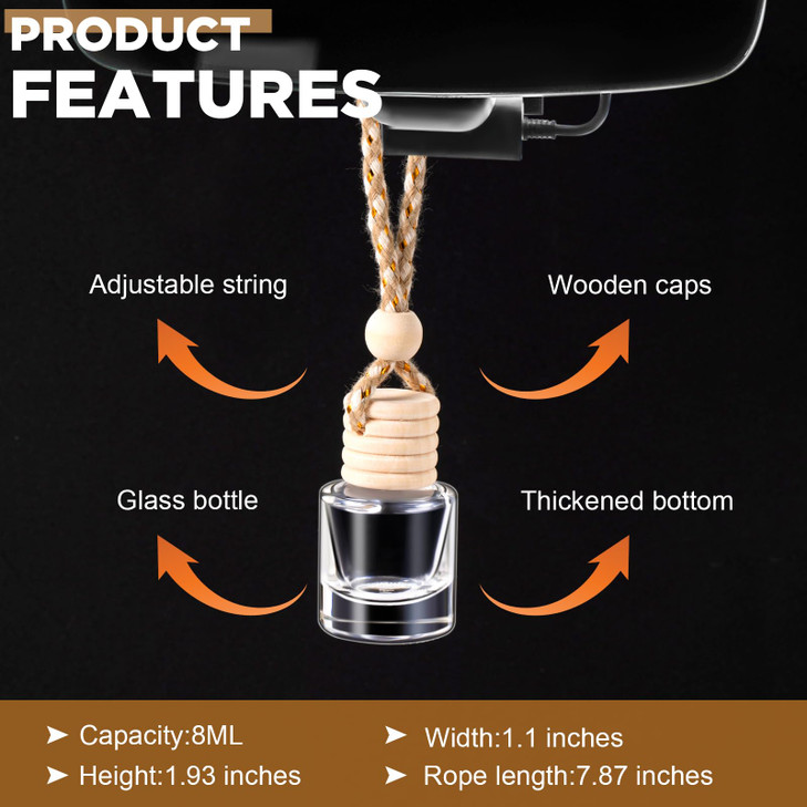Domensi 150 Pieces Hanging Car Diffuser Air Freshener Bottle Bulk Empty Glass Refillable Perfume Bottles Oil Diffuser Ar