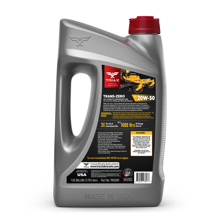 TRIAX Trans Zero 20W50 Full Synthetic HydroStatic Transmission Oil for ZeroTurn Mowers 1 Gallon