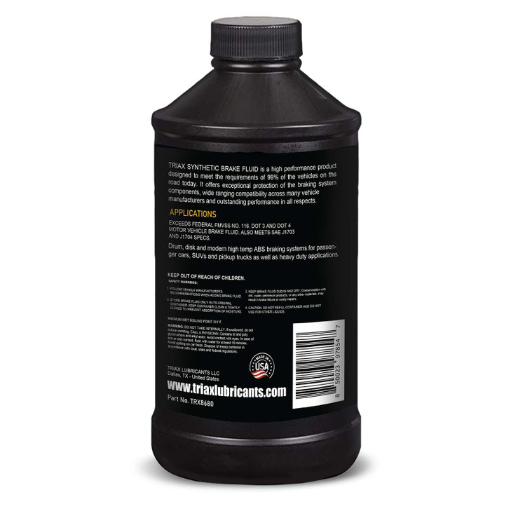 TRIAX Brake Fluid DOT 34 Full Synthetic High Temp Heavy Duty AllVehicle Race Ready European Asian US Vehicles Resists Br