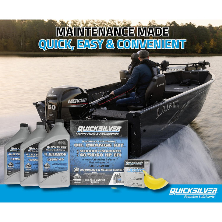 Quicksilver 25W40 Oil Change Kit for 4Stroke 40hp 50hp and 60hp Mercury Outboards