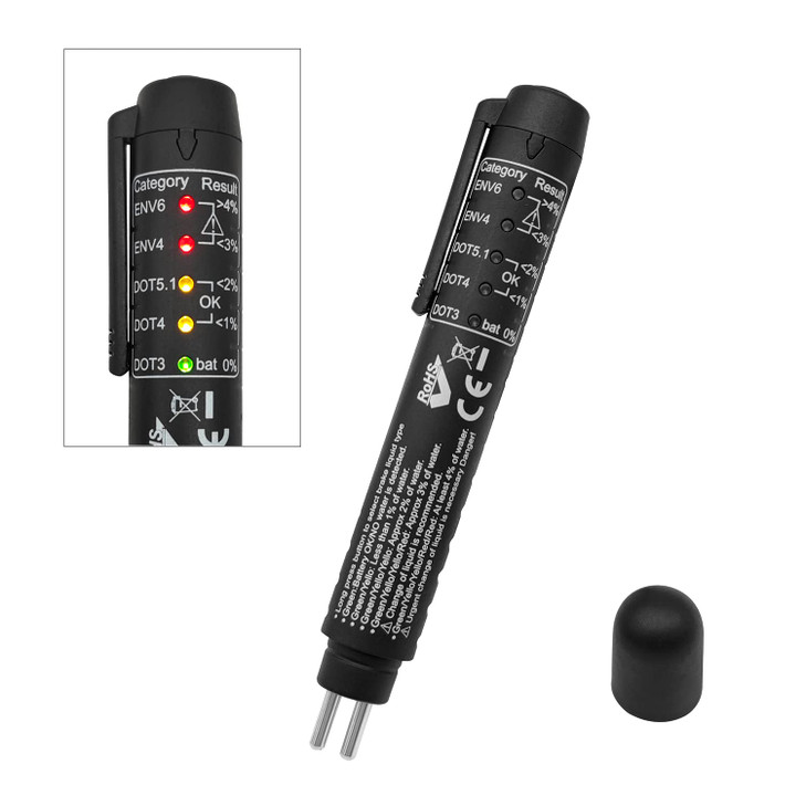 ZKTOOL Upgraded Brake Tester Pen Test DOT351 Fluids Moisture Analyzer with 5 LED Indicators
