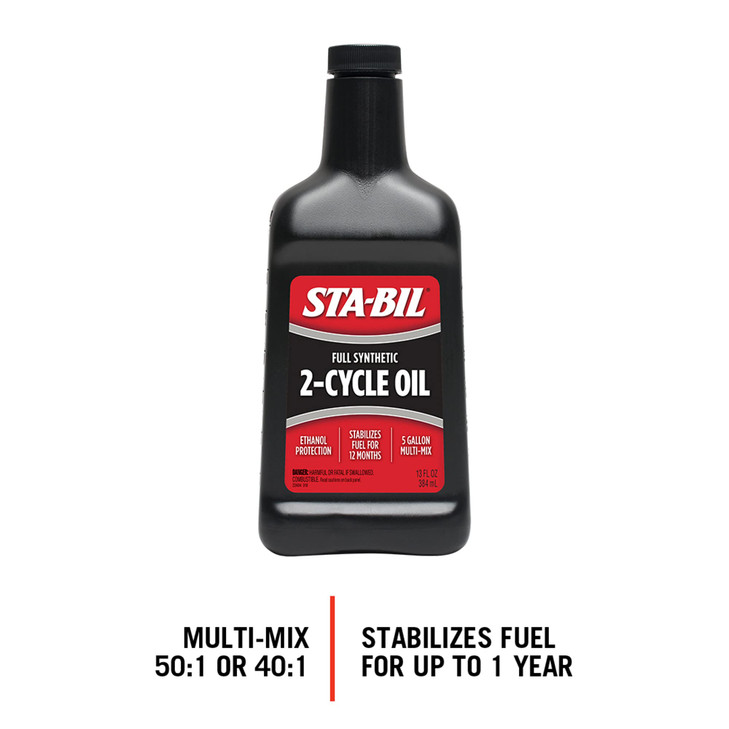 STABIL Full Synthetic 2Cycle Oil With Fuel Stabilizer For Up To 12 Months Protection 5 Gallon MultiMix 501401 Mix Ratios