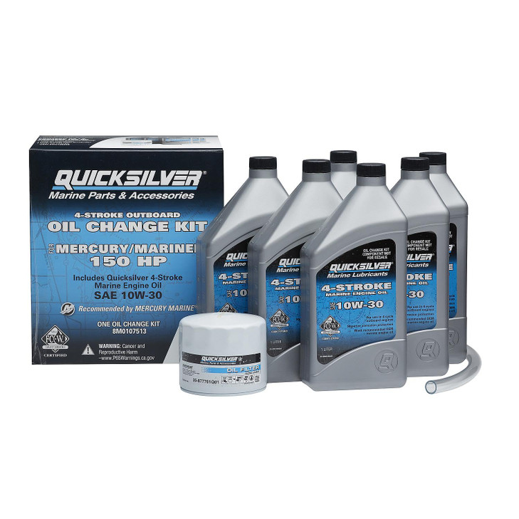 Quicksilver 10W30 Oil Change Kit for 4Stroke 150hp Mercury and Mariner Outboards