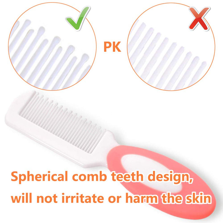 Baby Hair Brush and Comb Set for Newborns ToddlersNatural Soft BristlesIdeal for Cradle Cap Baby Registry Gift Pink