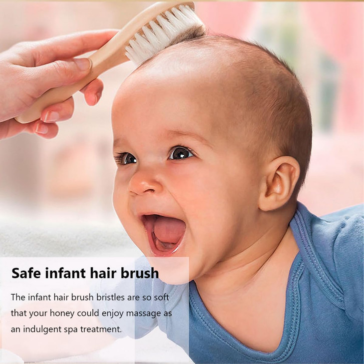 YarraModes Baby Goat Hair Brush and Comb Set for Newborns Toddlers EcoFriendly Safe Brush Natural Wooden Comb Soft Brist