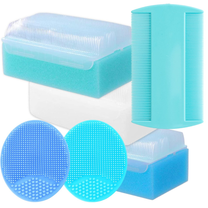 Cradle Cap Brush for Babies Cradle Cap Treatment Baby Sponge for Bathing Baby Brush and Comb Set Newborn Baby Comb Scalp