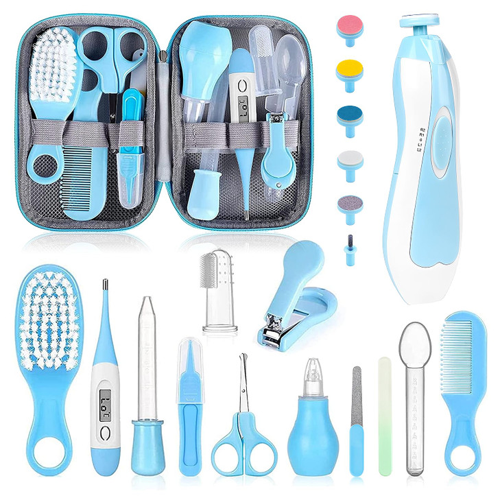 Baby Grooming Kit Infant Safety Care Set with Hair Brush Comb Nail Clipper Nasal AspiratorBaby Essentials Kit for Newbor