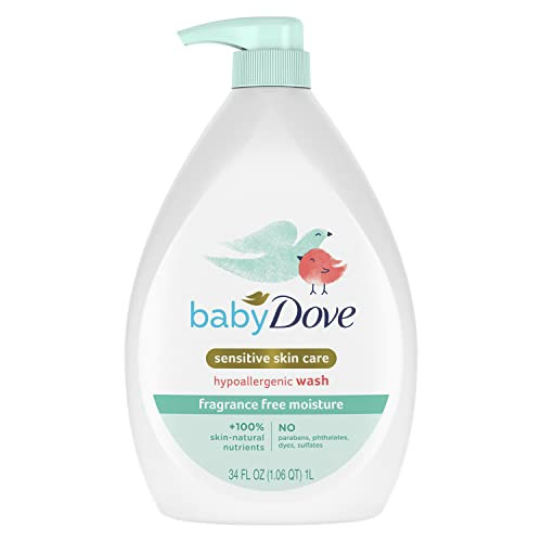 Baby Dove Sensitive Skin Care Baby Wash Fragrance Free Moisture For Baby Bath Time Fragrance Free and Hypoallergenic Was