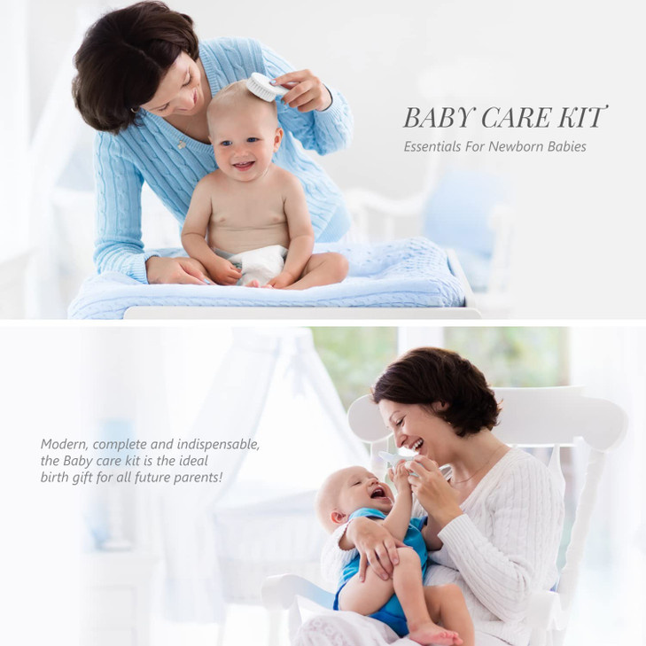 Baby Grooming Kit 15 in 1 Portable Baby Safety Care Set with 01 Hair Brush Comb Nail Clipper Nasal Aspirator etc for Nur