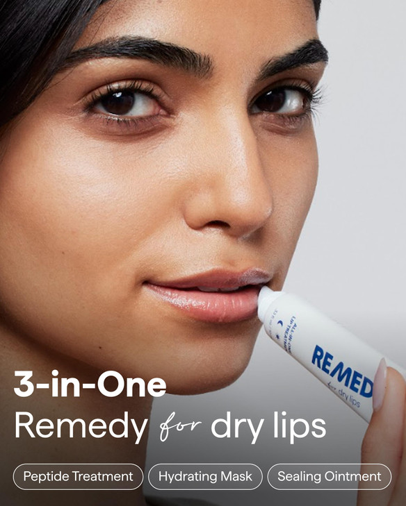 Remedy for Dry Lips AllInOne Lip Treatment Hydrating and Healing Lip Balm Ointment with Ceramides Peptides and Dimethico