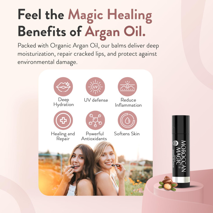 Moroccan Magic Organic Pure Coconut Lip Balm 3 Pack UltraHydrating Argan Essential Oil Lip Moisturizer Vitamin E Natural