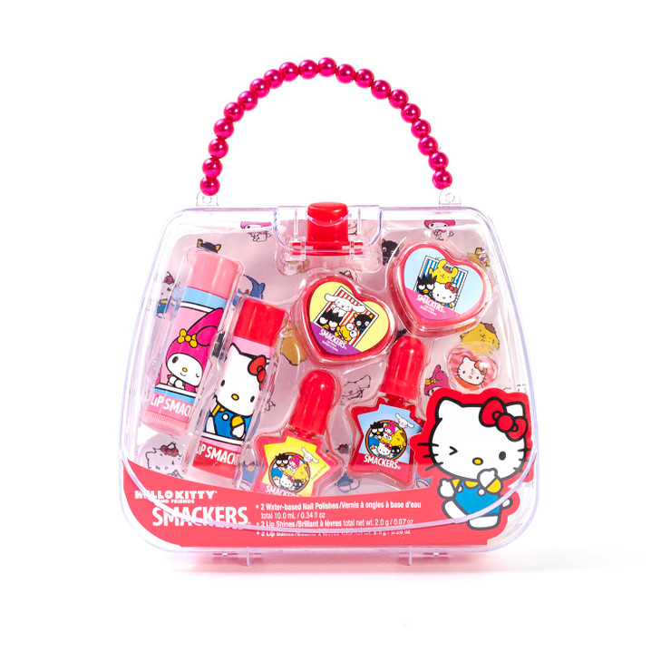 Lip Smacker Hello Kitty Nail Polish Flavored Lip Balm Makeup Tote Moisturizing Balms Colorful Nail Polishes Sanrio Acces