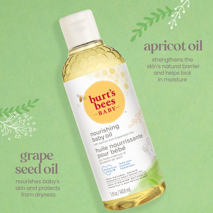 Burts Bees Baby Nourishing Baby Oil 100 Natural Origin Skin Care 5 Ounce Bottle